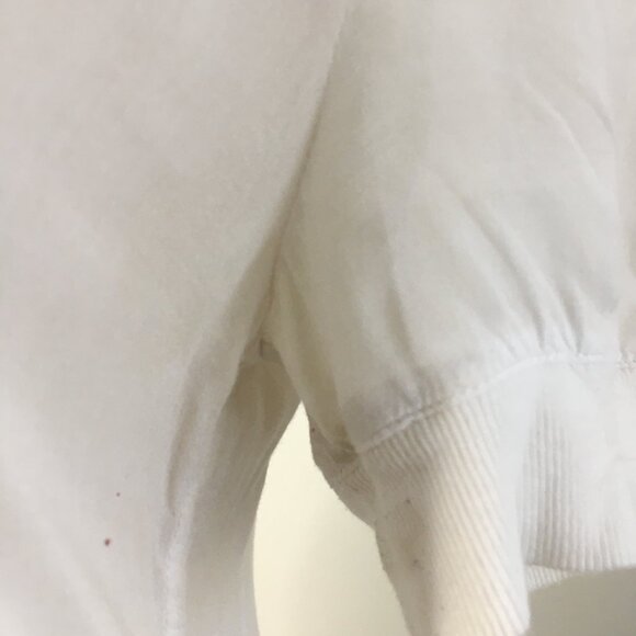 JAMES PERSE White Sheer/Thin Short Sleeve Ribbed Trim Tee Shirt Top - Picture 9 of 11